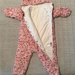 Mothercare Padded Floral Baby Snowsuit with Hood 12-18M